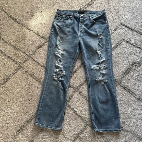 Hudson jeans Thalia straight leg button fly distressed 30 - Picture 2 of 9